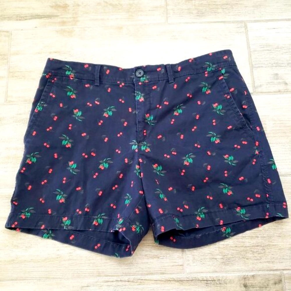 Banana Republic Cherry Print Chino Shorts Navy Blue Festive Graphic Shorts 10